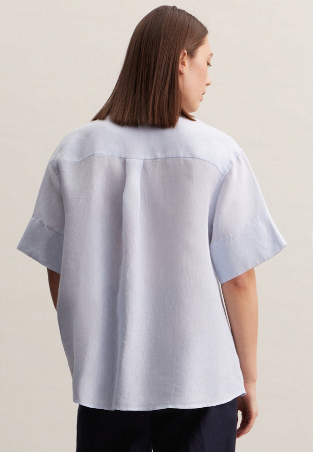 korte arm Linnen Shirtblouse in Lichtblauw | Seidensticker Onlineshop