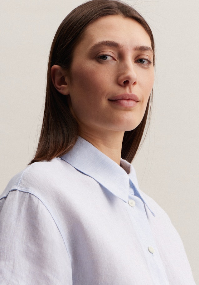korte arm Linnen Shirtblouse in Lichtblauw |  Seidensticker Onlineshop