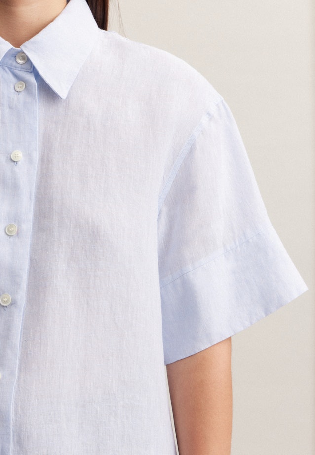 Short sleeve Linen Shirt Blouse in Light Blue |  Seidensticker Onlineshop
