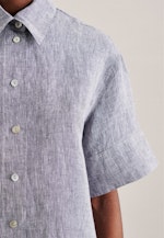 Short sleeve Linen Shirt Blouse in Dark Blue |  Seidensticker Onlineshop