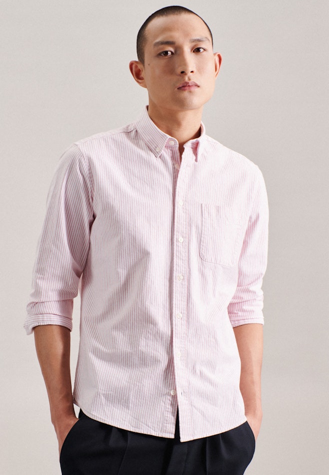 Casual Shirt in Regular with Button-Down-Kraag in Roze/Pink | Seidensticker online winkel