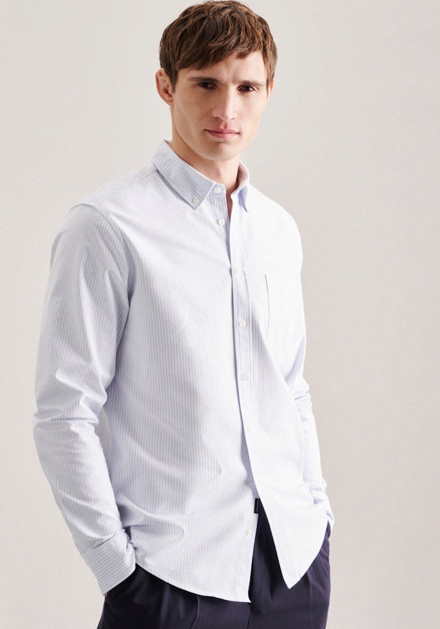 Casual Shirt in Regular with Button-Down-Kraag in Lichtblauw | Seidensticker Onlineshop