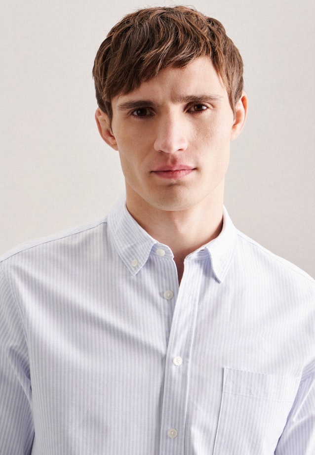 Regular Chemise décontractée rayures in Bleu Clair |  Seidensticker Onlineshop