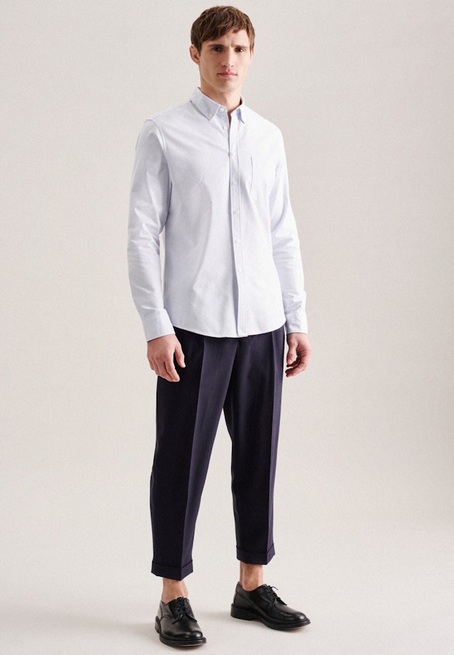 Regular Chemise décontractée rayures in Bleu Clair |  Seidensticker Onlineshop