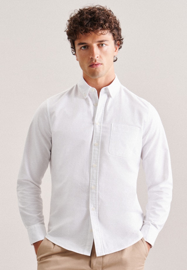 Casual overhemd in Regular with Button-Down-Kraag in Wit | Seidensticker Onlineshop