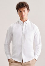 Regular Chemise décontractée Uni in Blanc |  Seidensticker Onlineshop
