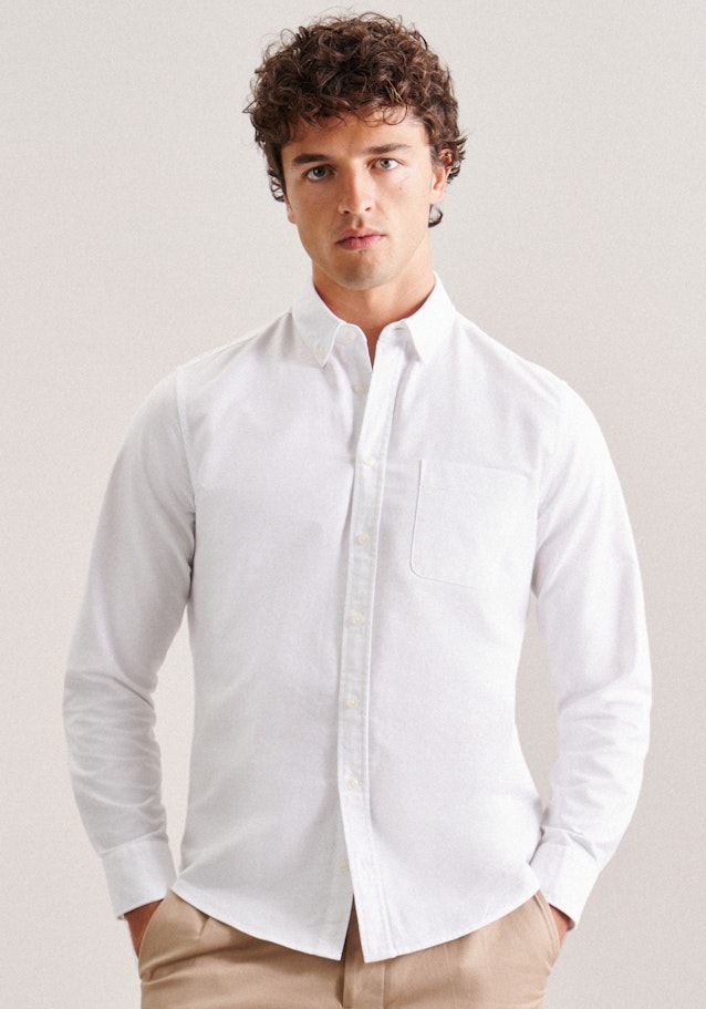 Oxford Casual Hemd in Regular mit Button-Down-Kragen in Weiß | Seidensticker Onlineshop