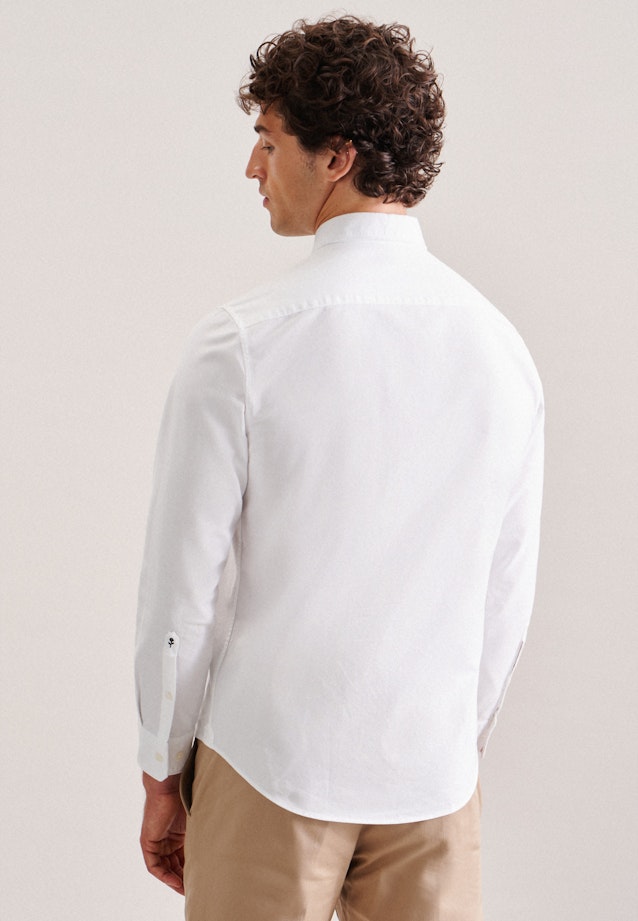 Regular Chemise décontractée Uni in Blanc |  Seidensticker Onlineshop