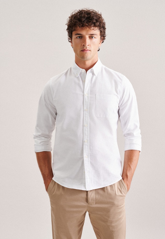 Casual Shirt in Regular with Button-Down-Collar in White |  Seidensticker Onlineshop