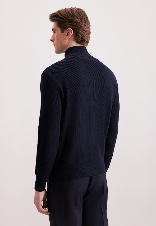 Stand-Up Collar Knitted jacket  , Uni in Dark Blue | Seidensticker online shop
