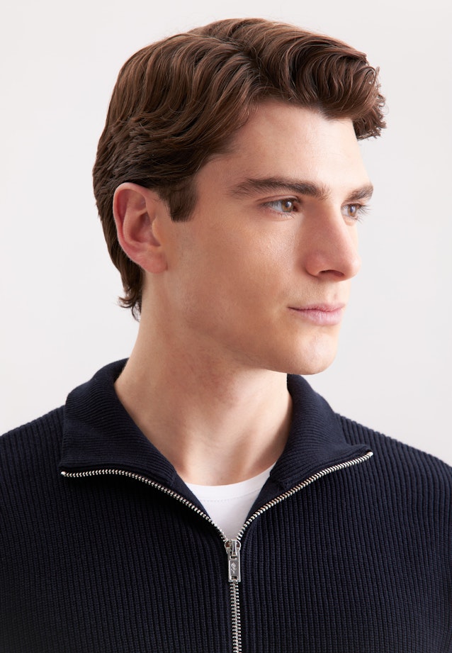 Regular Veste en maille Uni in Bleu Foncé |  Seidensticker Onlineshop