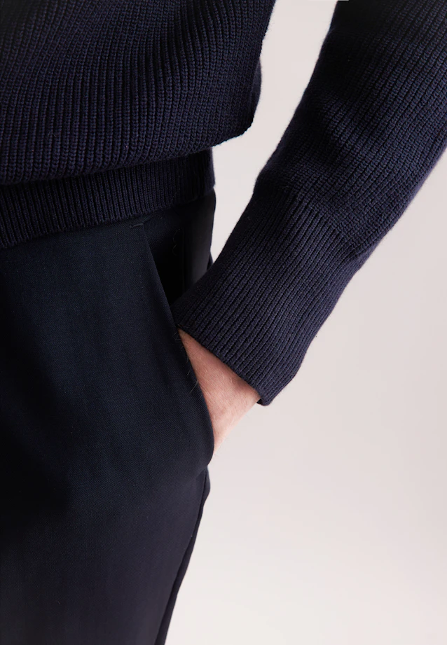 Regular Veste en maille Uni in Bleu Foncé |  Seidensticker Onlineshop