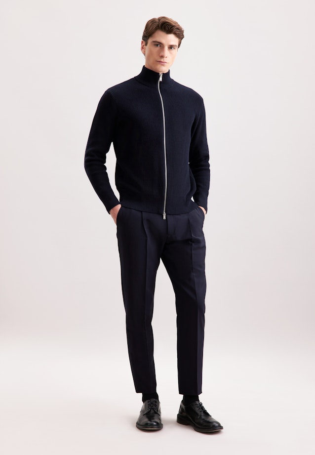 Regular Veste en maille Uni in Bleu Foncé |  Seidensticker Onlineshop