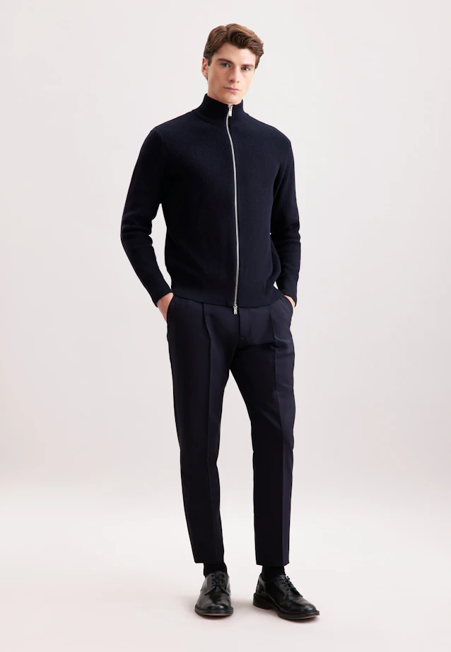 Regular Veste en maille Uni in Bleu Foncé |  Seidensticker Onlineshop