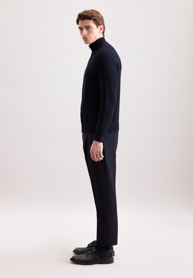 Regular Veste en maille Uni in Bleu Foncé |  Seidensticker Onlineshop