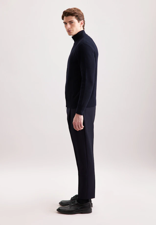 Regular Veste en maille Uni in Bleu Foncé |  Seidensticker Onlineshop