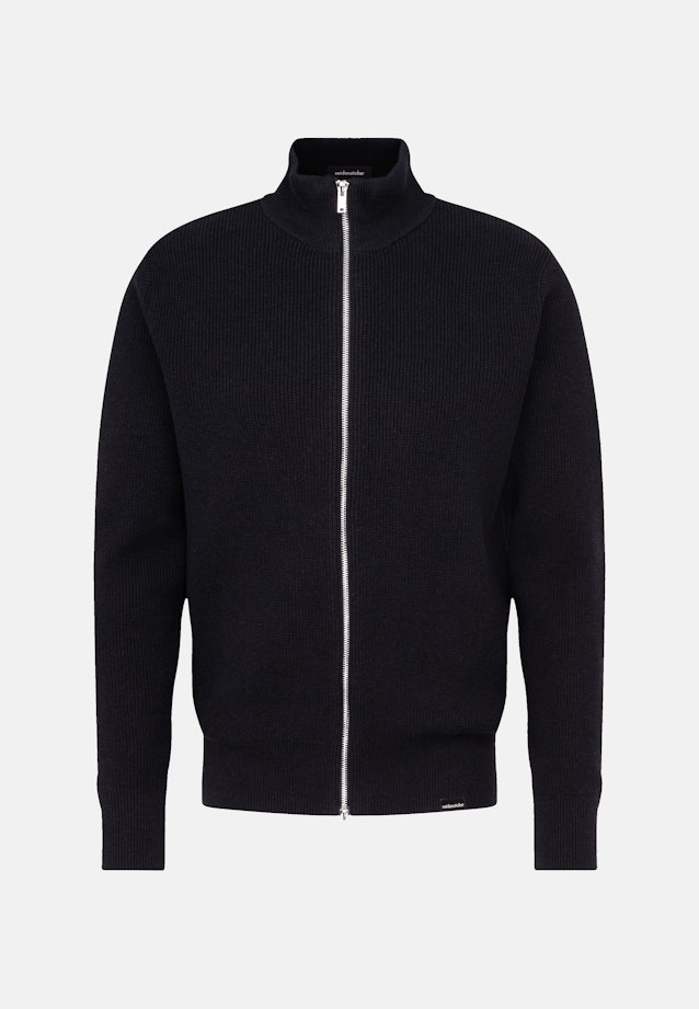 Regular Veste en maille Uni in Bleu Foncé |  Seidensticker Onlineshop