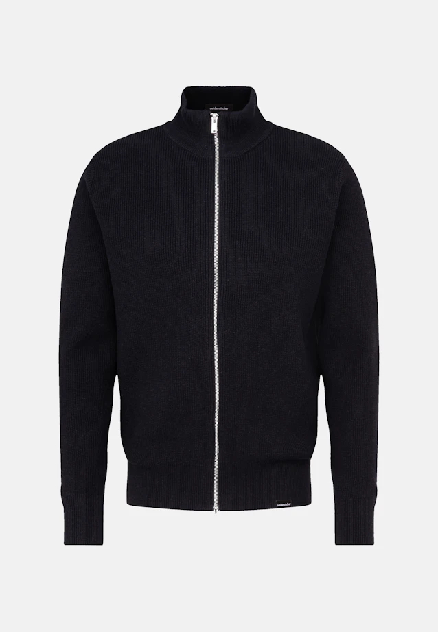 Regular Veste en maille Uni in Bleu Foncé |  Seidensticker Onlineshop