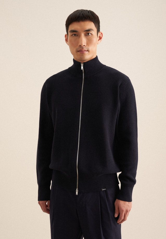 Long sleeve Rib Knit Jacket in Dark Blue |  Seidensticker Onlineshop