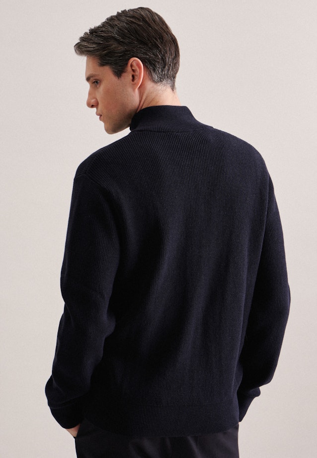 Stand-Up Collar Knit Jacket in Dark Blue |  Seidensticker Onlineshop