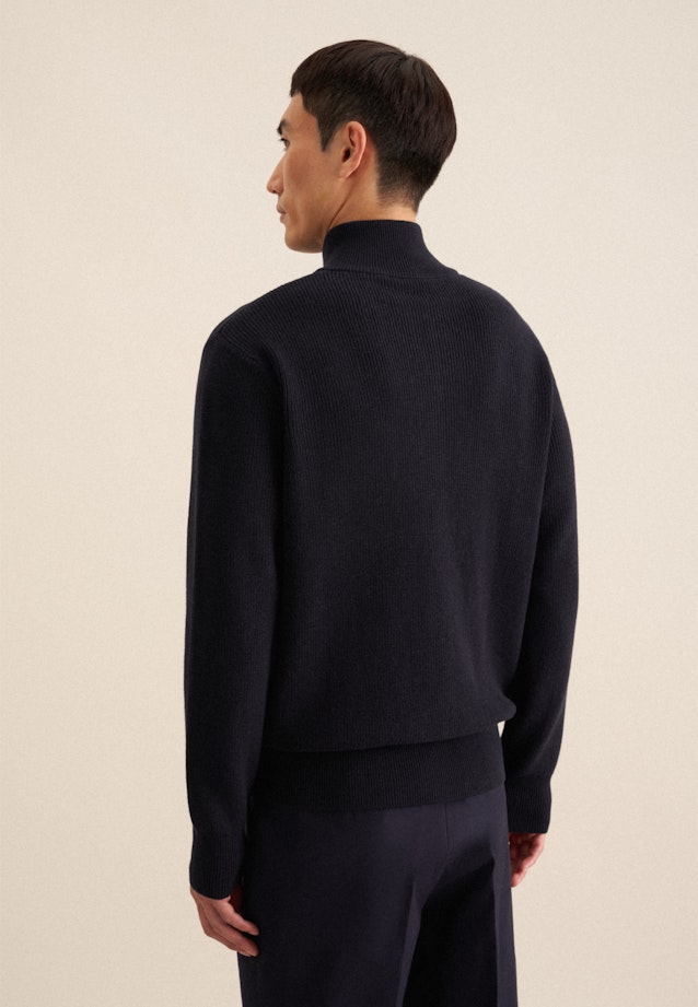 Long sleeve Rib Knit Jacket in Dark Blue |  Seidensticker Onlineshop