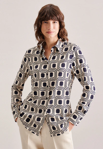 Regular Hemdbluse Druck in Ecru |  Seidensticker Onlineshop