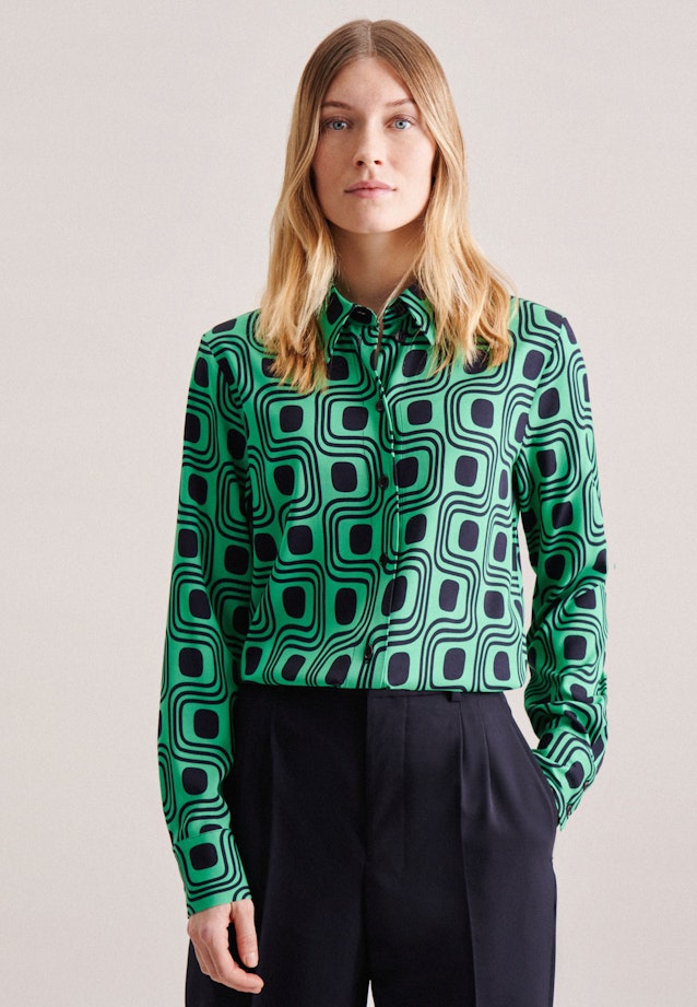 Long sleeve Twill Shirt Blouse in Green |  Seidensticker Onlineshop