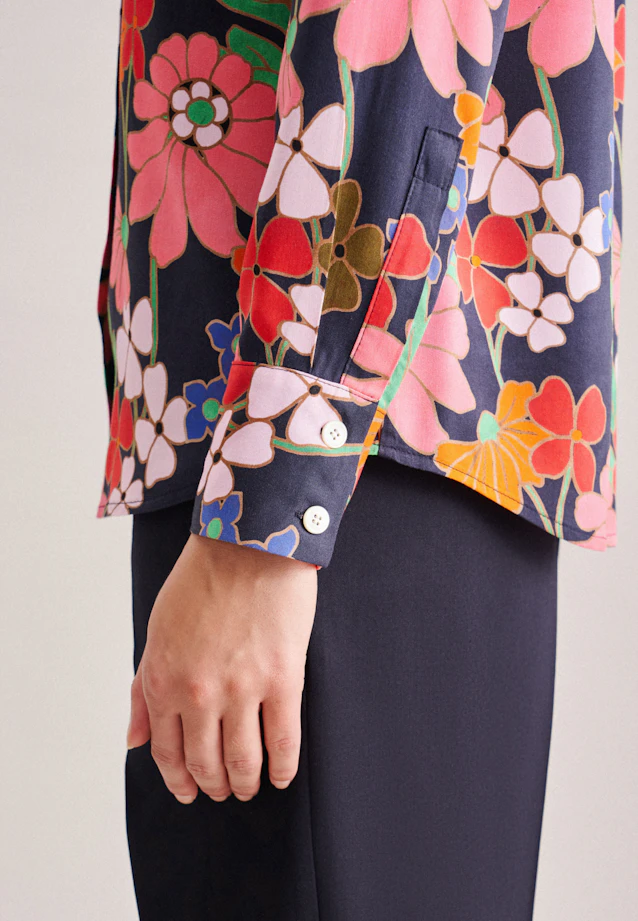 Hemdbluse Druck in Dunkelblau |  Seidensticker Onlineshop