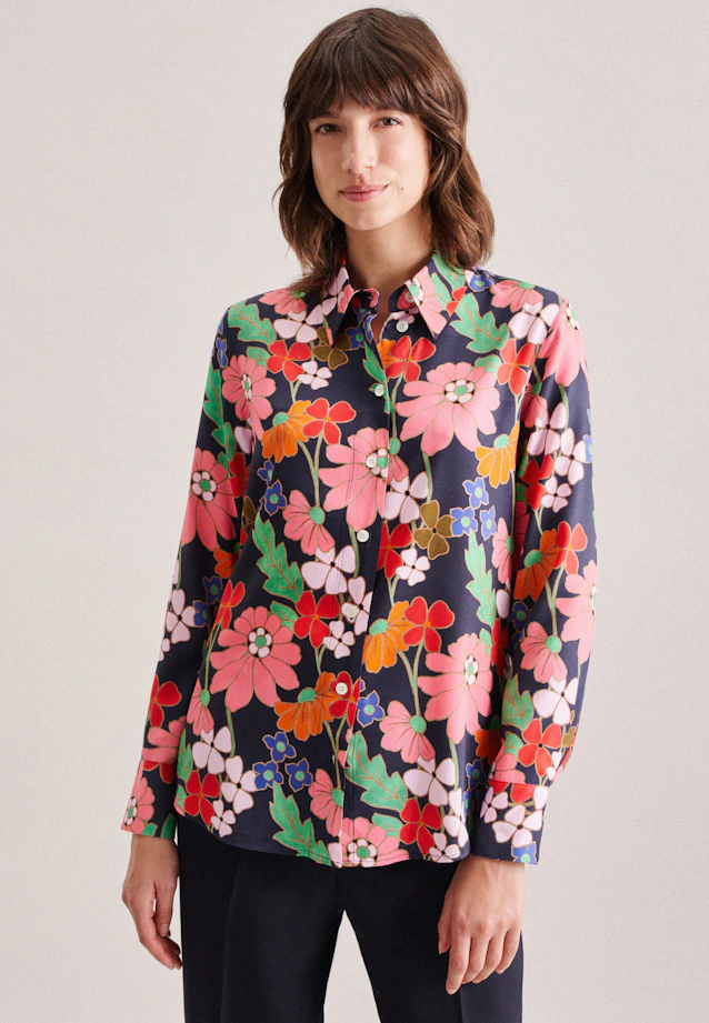 Hemdbluse Druck in Dunkelblau |  Seidensticker Onlineshop