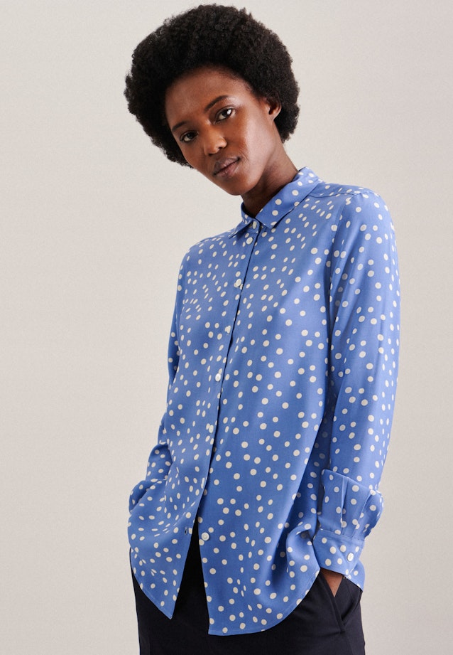 Collar Shirt Blouse in Medium Blue |  Seidensticker Onlineshop