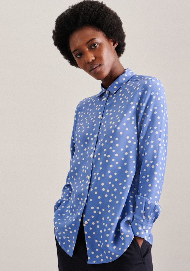 Long sleeve Plain weave Shirt Blouse in Medium Blue | Seidensticker Onlineshop