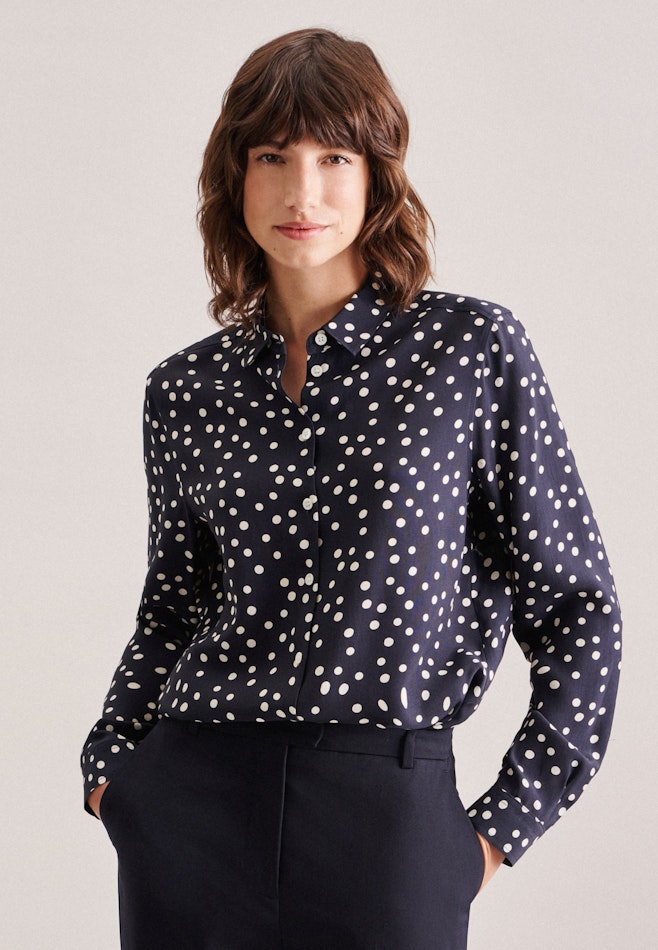 lange Arm Leinwandbindung Shirtblouse in Donkerblauw | Seidensticker online winkel