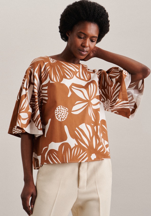 Short sleeve Satin Shirt Blouse in Brown | Seidensticker Onlineshop