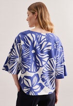 Kurzarm Satin Shirtbluse in Mittelblau |  Seidensticker Onlineshop