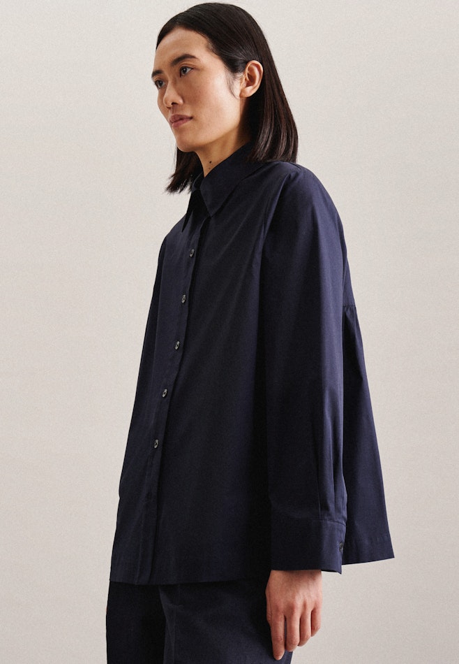 Long sleeve Satin Shirt Blouse in Dark Blue | Seidensticker online shop