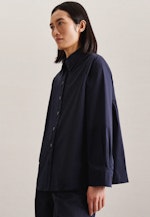 Long sleeve Satin Shirt Blouse in Dark Blue |  Seidensticker Onlineshop