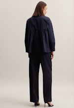 Long sleeve Satin Shirt Blouse in Dark Blue |  Seidensticker Onlineshop