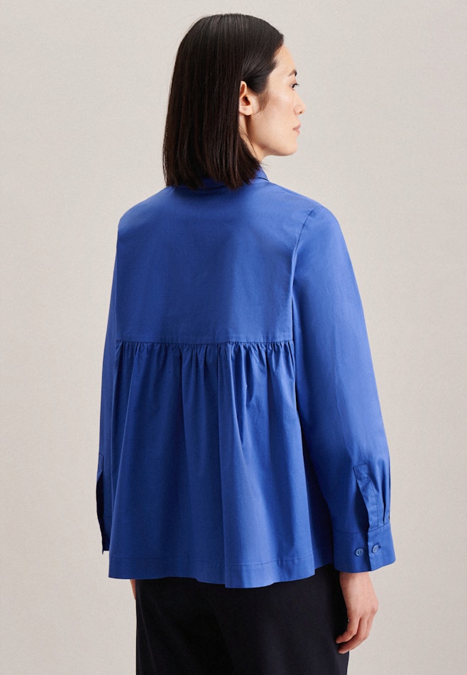 lange Arm Satin Shirtblouse in Middelmatig Blauw | Seidensticker online winkel