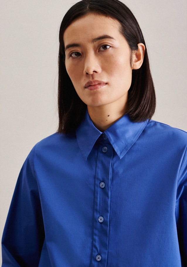 Long sleeve Satin Shirt Blouse in Medium Blue |  Seidensticker Onlineshop
