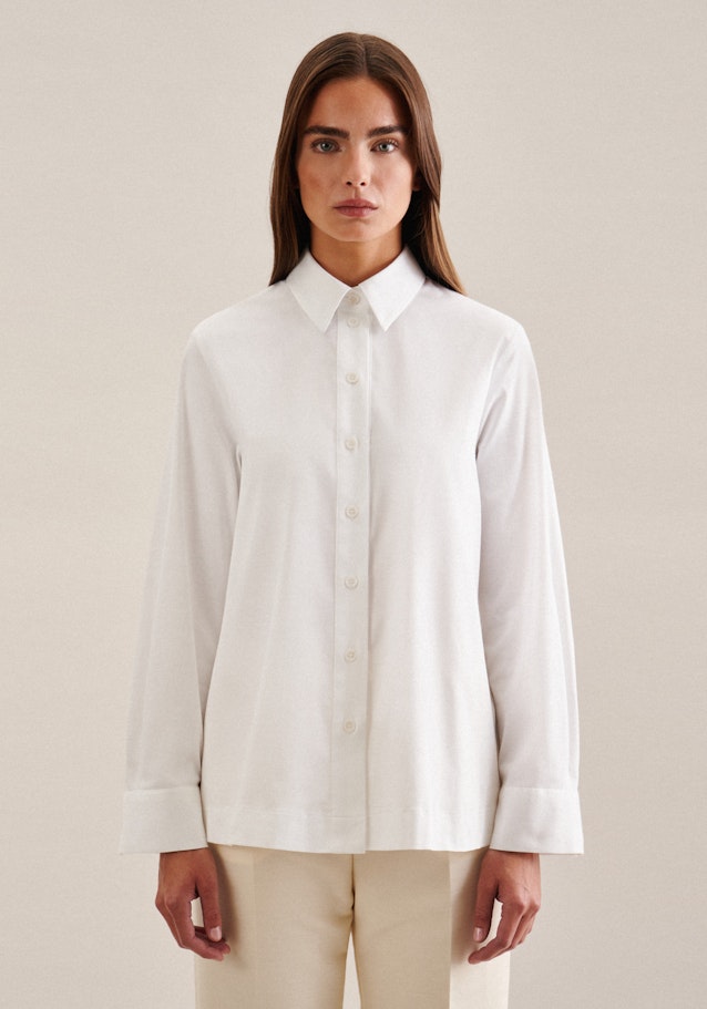 Long sleeve Satin Shirt Blouse in White | Seidensticker Onlineshop
