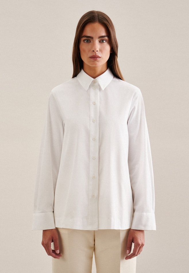 Long sleeve Satin Shirt Blouse in White | Seidensticker online shop