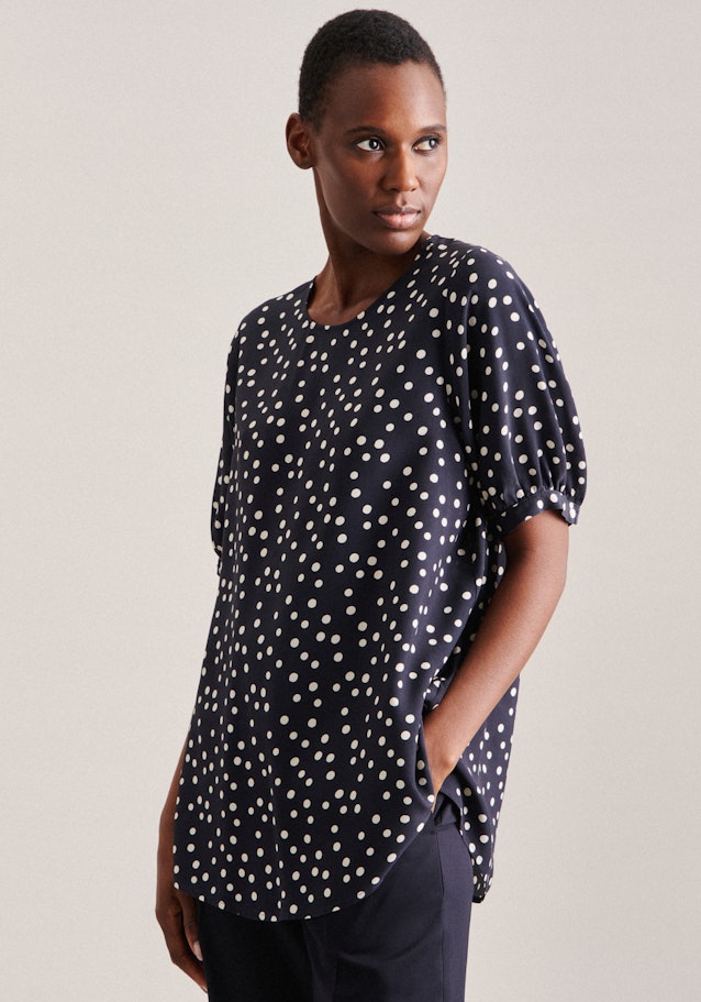 Short sleeve Plain weave Shirt Blouse in Dark Blue | Seidensticker Onlineshop