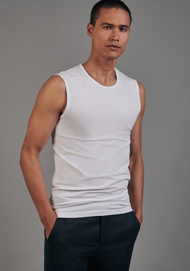 T-Shirt Slim Sans Manchon in Blanc |  Seidensticker Onlineshop