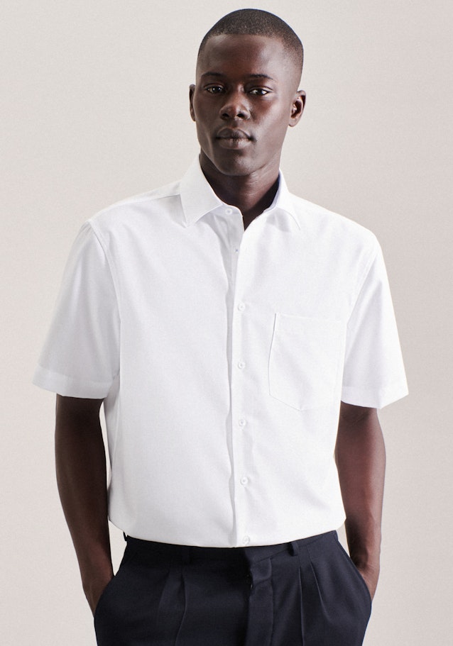 Non-iron Poplin Short Arm Business Shirt in Regular with Kent-Collar in White | Seidensticker Onlineshop