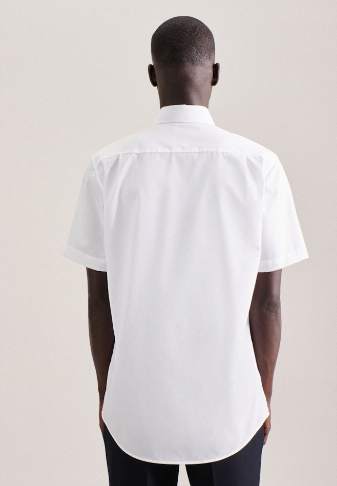 Non-iron Poplin Short Arm Business Shirt in Regular with Kent-Collar in White | Seidensticker online shop