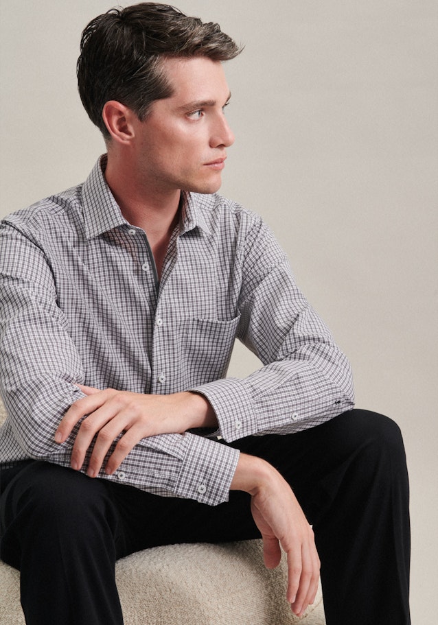 Bügelleichtes Popeline Business Hemd in Comfort mit Kentkragen in Grau | Seidensticker Onlineshop