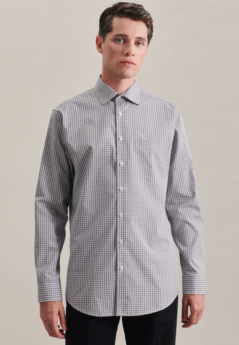Easy-iron Poplin Business Shirt in Comfort with Kent-Collar