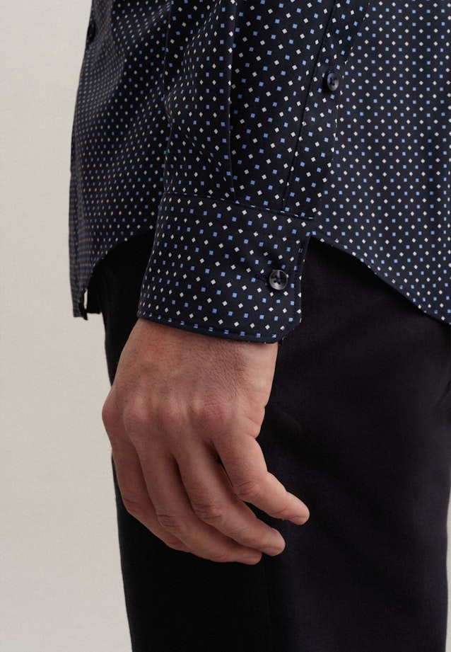 Slim Performance-Hemd Druck in Dunkelblau |  Seidensticker Onlineshop