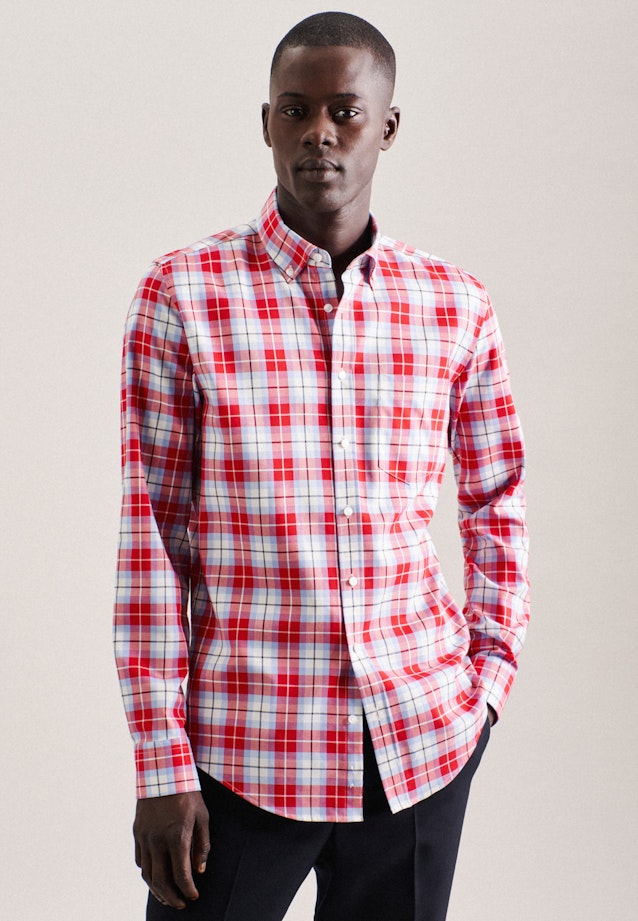 Bügelfreies Twill Business Hemd in Slim mit Button-Down-Kragen in Rot |  Seidensticker Onlineshop