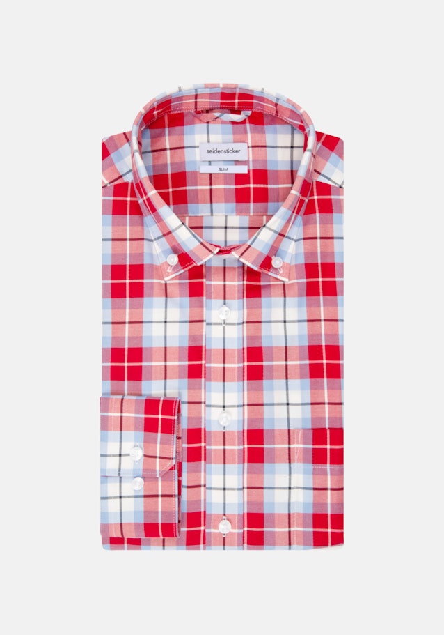 Non-iron Twill Business Shirt in Slim with Button-Down-Collar in Red |  Seidensticker Onlineshop